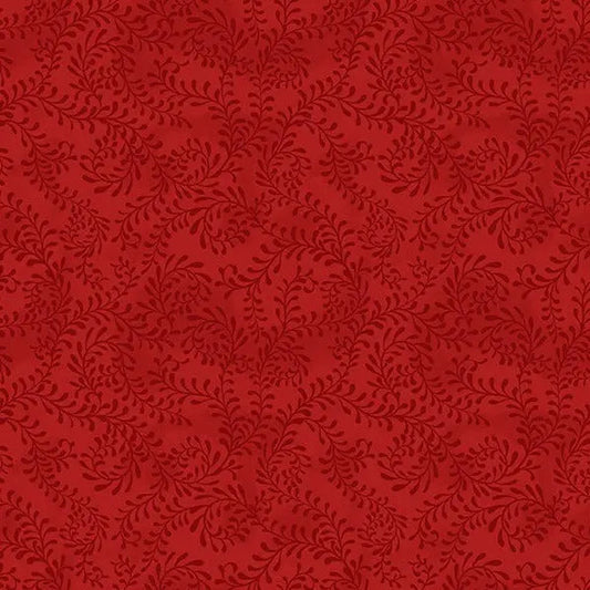 Red Swirling Leaves Cotton Wideback Fabric per yard