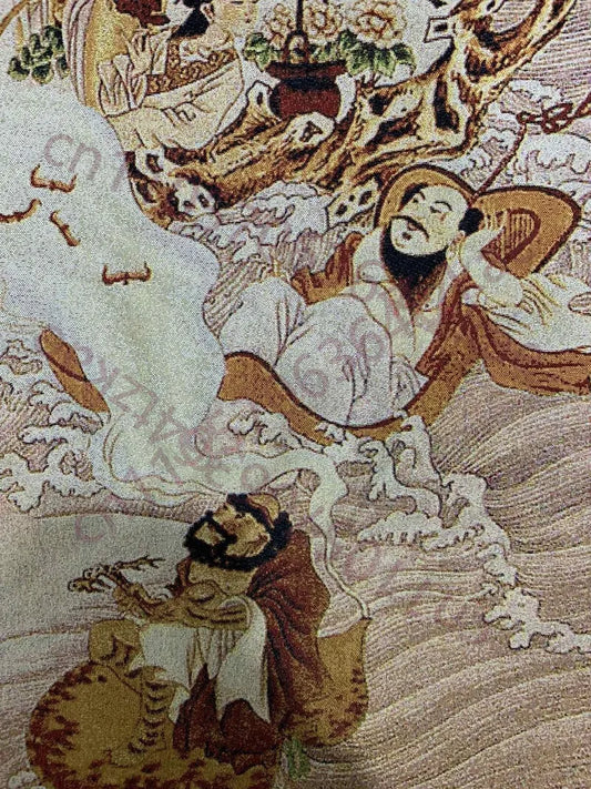 Chinese Silk Tapestry of the Eight Immortals Across the Sea