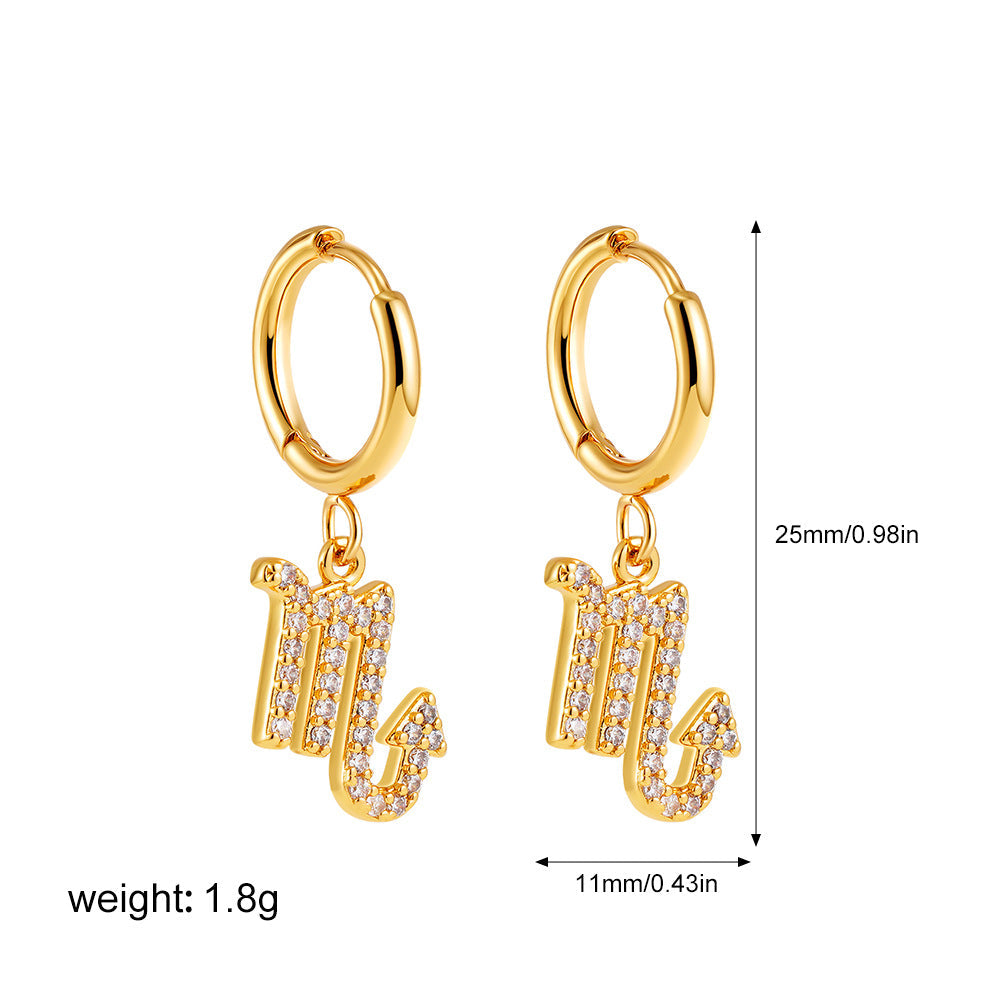 Zodiac Micro Paved Zircon Earrings
