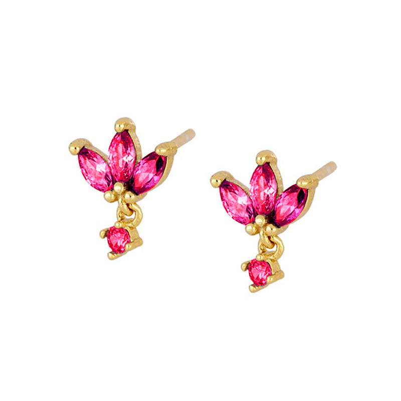 S925 Silver Needle Stud Earrings With Zircon Butterfly Design