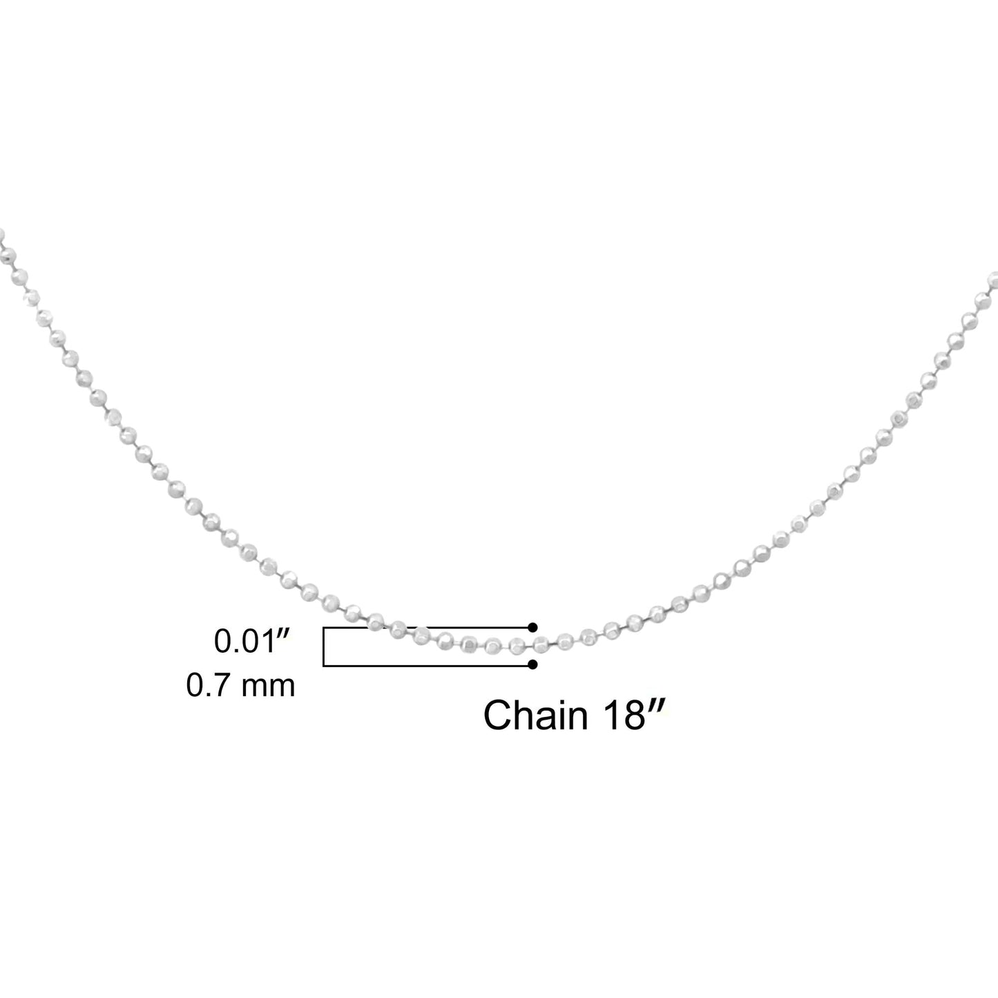 Sterling Silver Ball Bead Chain Necklace – Slim 0.7mm, 18"