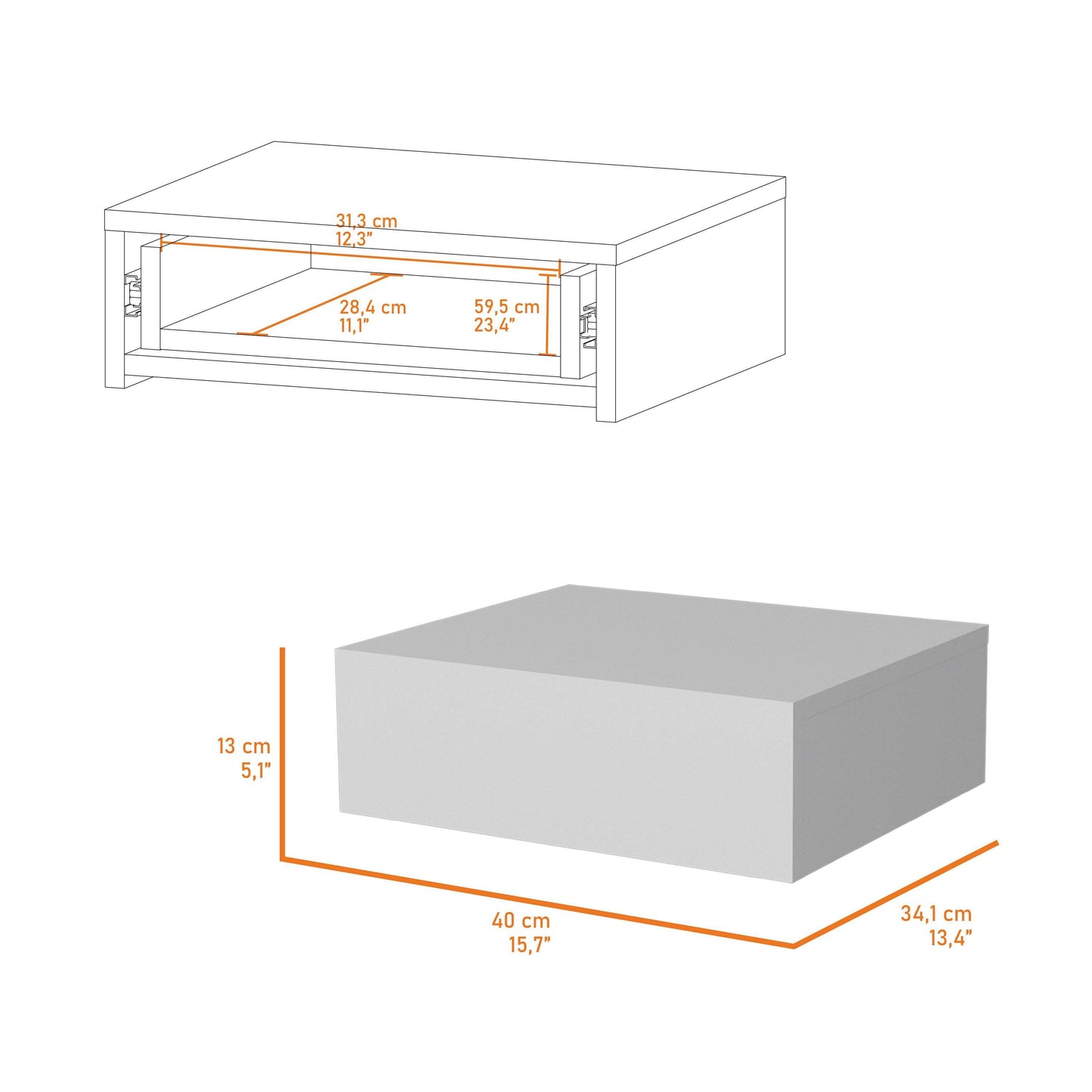 White Wall-Mounted Floating Nightstand