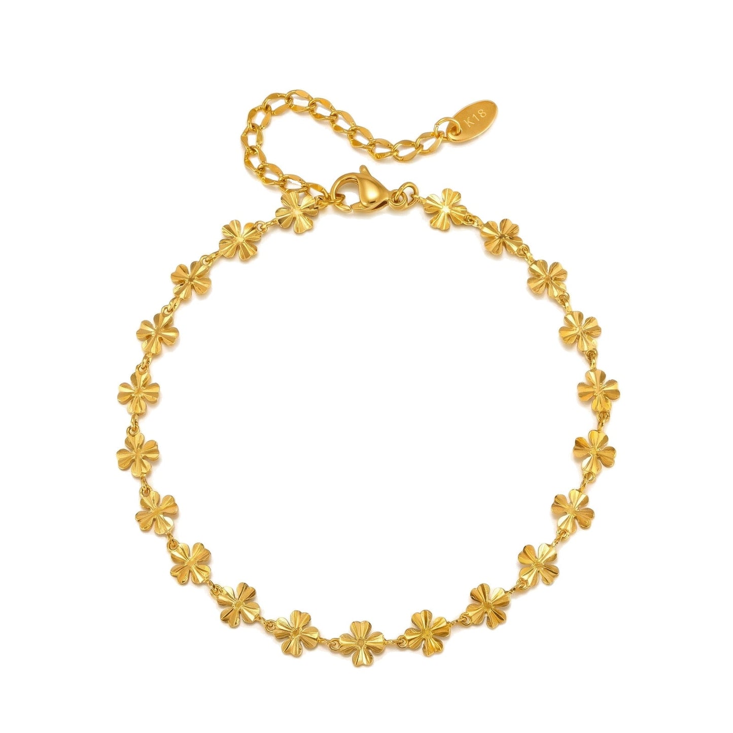 Womens Fashionable Stainless Steel Flower Anklet