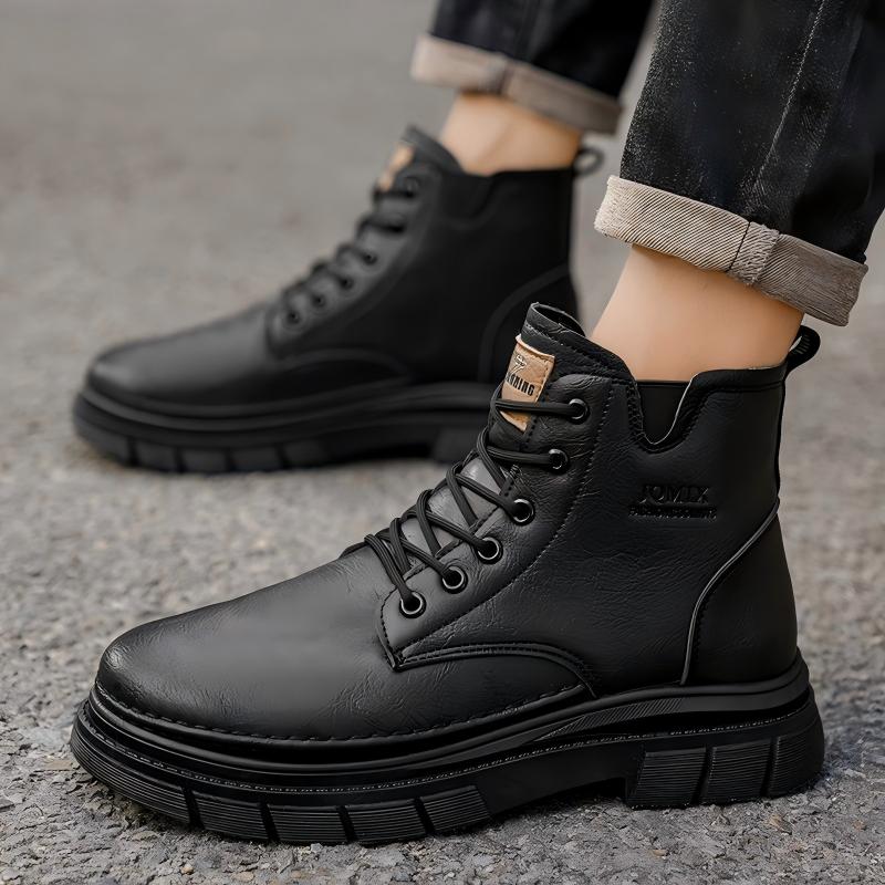 Men's Autumn High-top Martin Boots, British Style Casual Leather Shoes, Anti-slip Wear-resistant Short Work Boots