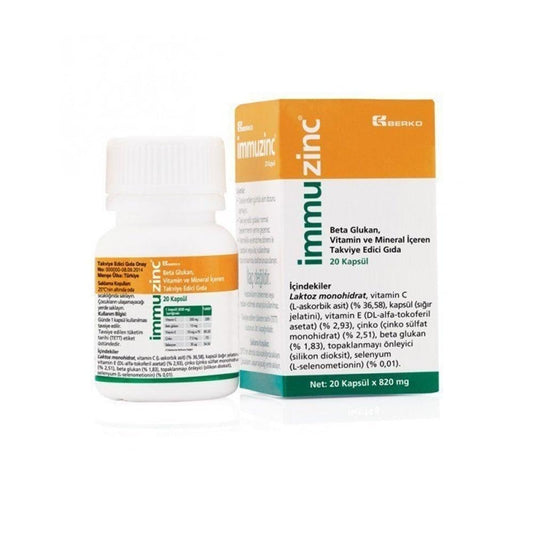 _mmuzinc Immune Support Supplement - 20 Capsules with Vitamin C, Beta Glukan & Antioxidants