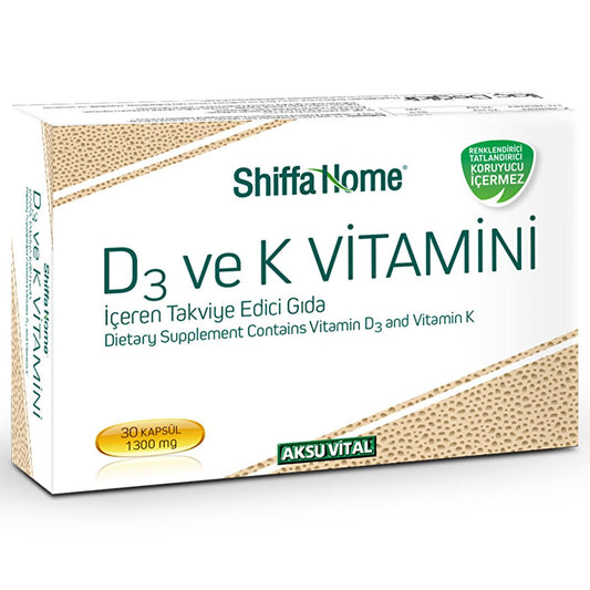 Shiffa Home Vitamin D3 & K2 Dietary Supplement for Bone Health - 30 Softgel Capsules