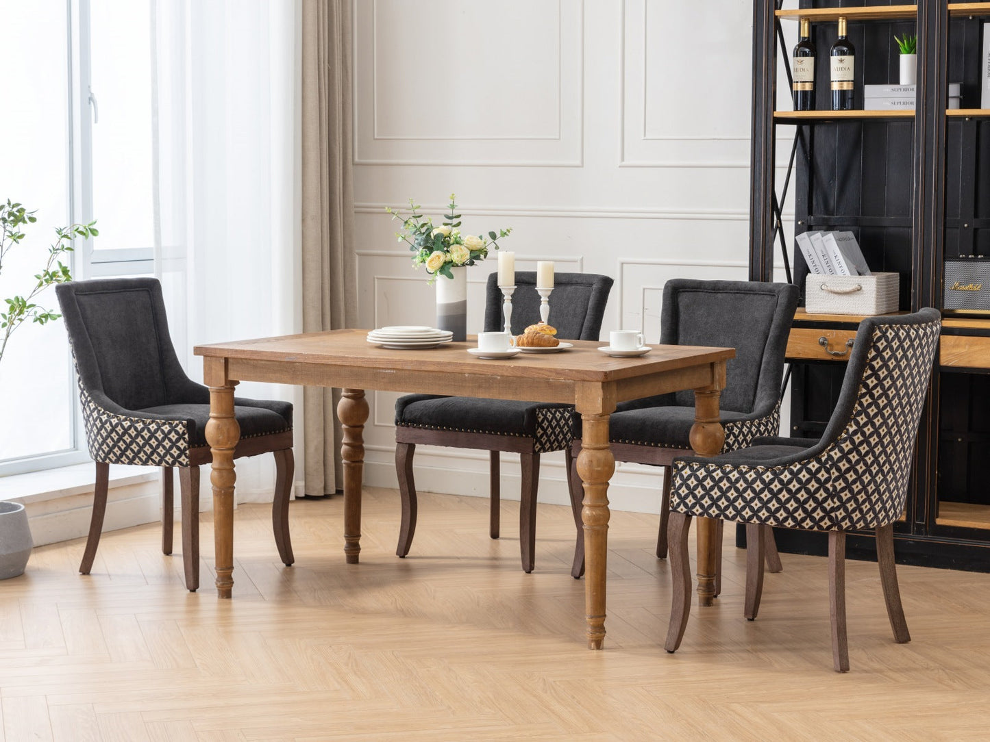 Ultra Side Dining Chair, Thickened fabric chairs with neutrally toned solid
