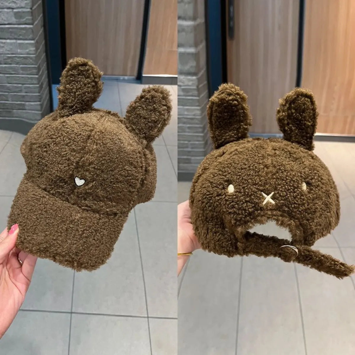 Cute Fluffy Bear Ears Winter Hat