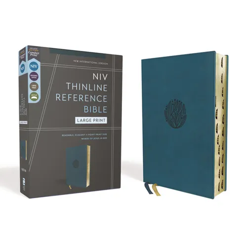 Niv, Thinline Reference Bible (Deep Study at a Portable Size), Large Print, Leathersoft, Teal, Red Letter, Thumb Indexed, Comfort Print - Imitation Leather