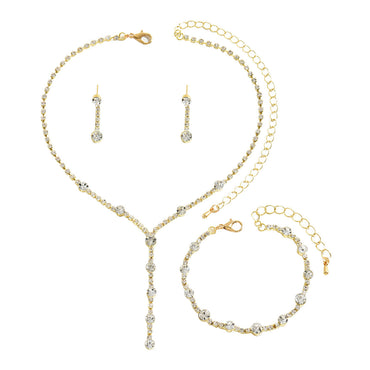 Niche Design High-Gloss Women Jewelry Set, Unique Cubic Zirconia Inlaid Necklace, Bracelet & Stud Earrings Matching Accessories