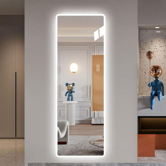 Full Length Mirror LED Lighted Wall Mounted 65x21.7 In Warm Cool Light
