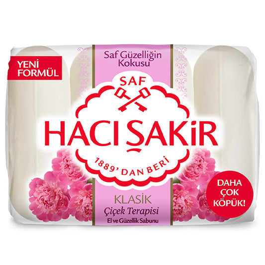 Hacı Şakir Classic Flower Therapy Soap 4 x 2.47oz - Traditional Turkish Soap