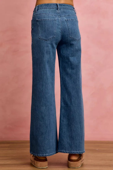 SO ME Seam Detail Mid Rise Stretch Denim Jeans