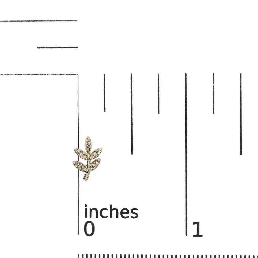 Diamond Leaf and Branch Stud Earrings in 10K Yellow Gold 1/10 cttw