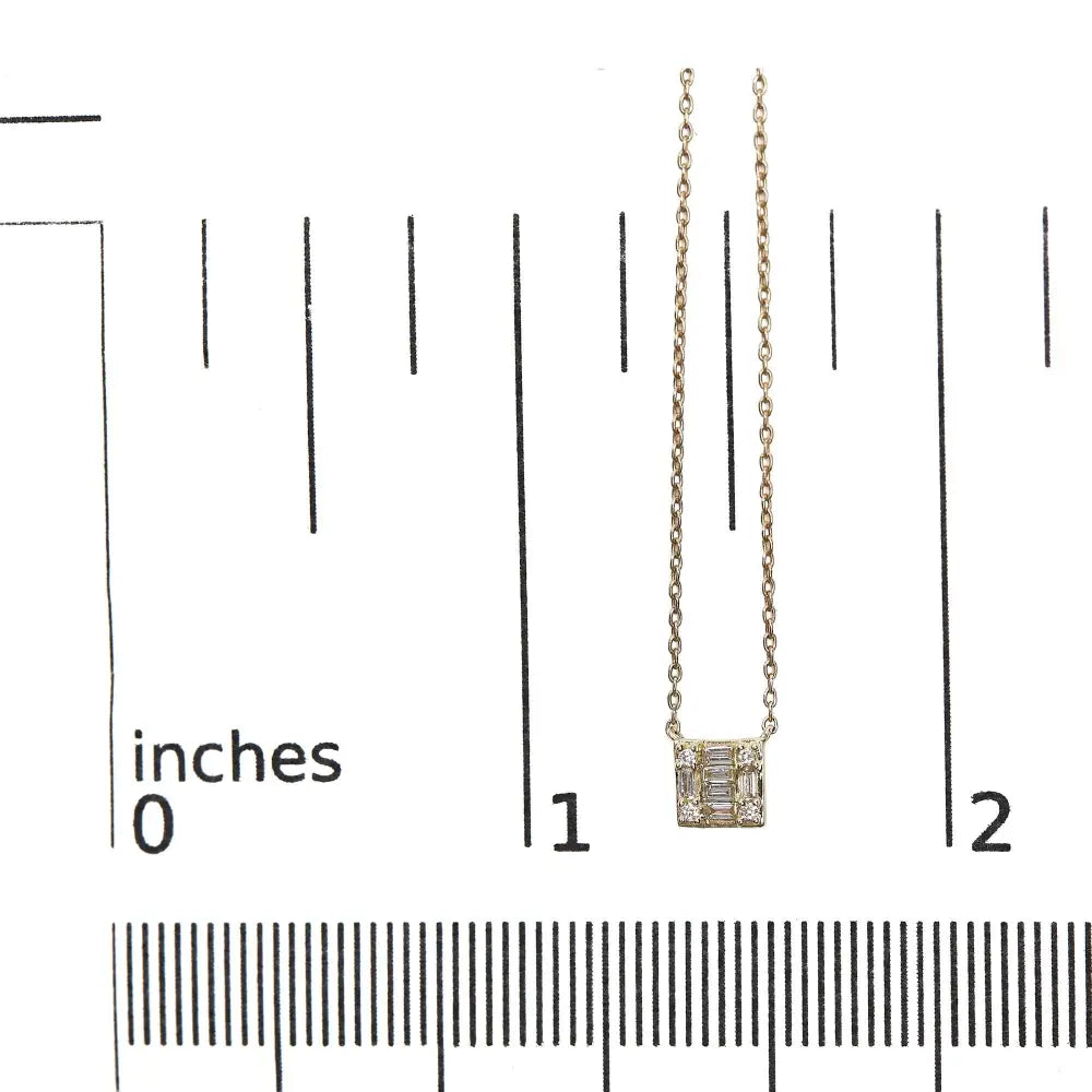 1/10 Cttw Round and Baguette Diamond Mosaic Square Pendant in 10K Gold