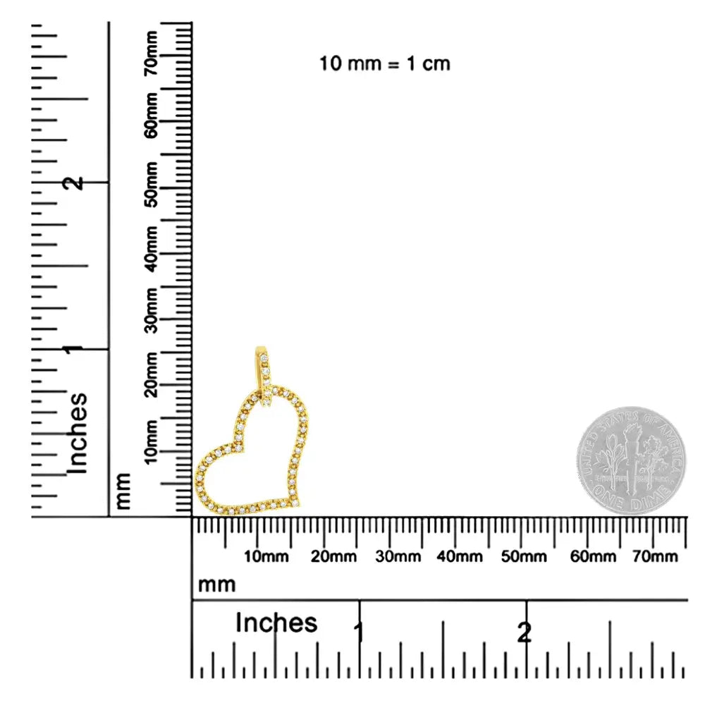 1/4 Cttw Diamond Open Heart Pendant in 10K Yellow Gold 18 Inch Chain