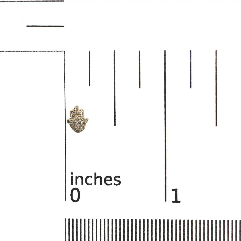 Diamond Hamsa Pavé Stud Earrings in 10K Yellow Gold