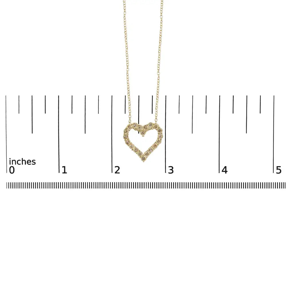 Champagne Diamond Heart Pendant Necklace in Yellow Gold over Silver 1/2 Cttw