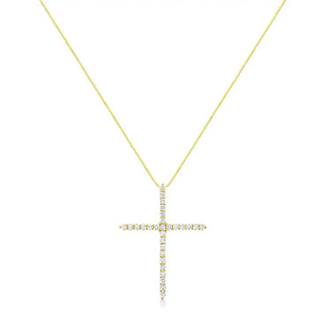 3 Cttw Diamond Cross Pendant Necklace in Gold-Plated Sterling Silver