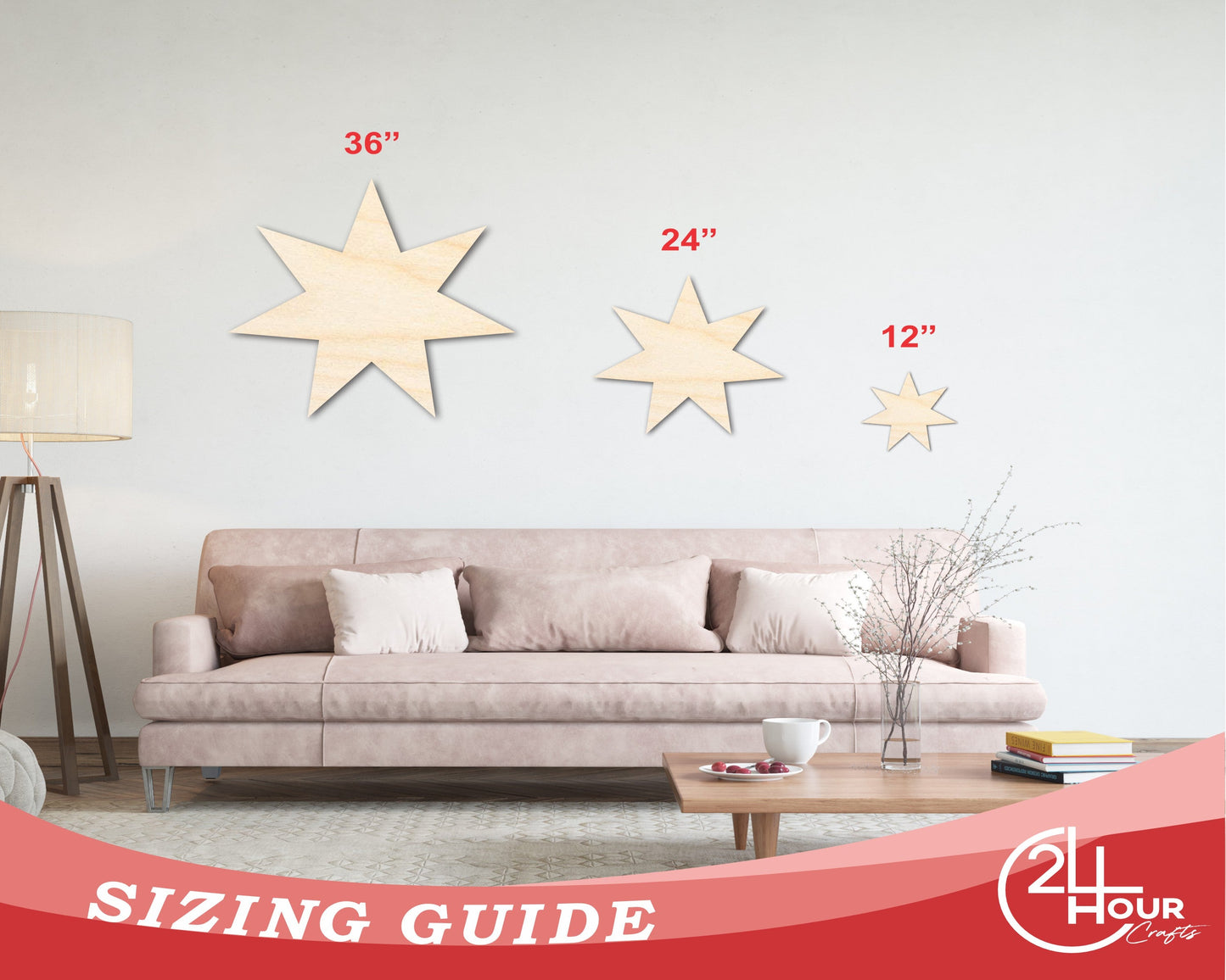 Unfinished Wood Seven Pointed Star Shape - Craft - up to 46" DIY