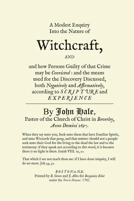 A Modest Enquiry Into the Nature of Witchcraft - Paperback