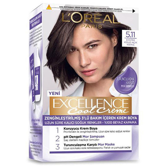 Loreal Paris Excellence Cool Creme Hair Dye - Long-Lasting Cool Tones & 100% White Coverage