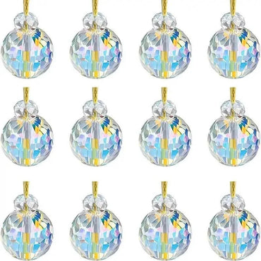 12-Pieces: Multicolor Crystal Glass Christmas Balls Ornaments
