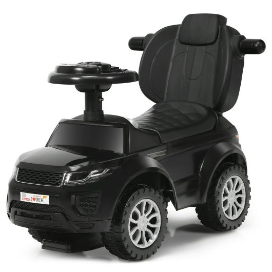 3 in 1 Ride on Push Car Toddler Stroller Sliding Car with Music-Black
