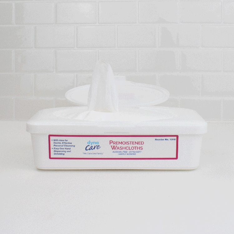 Dynarex Premoistened Adult Washcloths, 9" x 13" Tub, 8tub/case (512 Count)