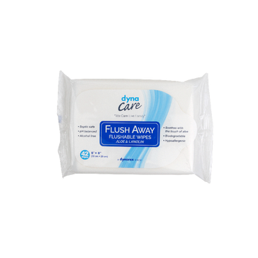 DynaCare Flushable Wipes - Junior, 5" x 8" Soft Pack, 12pks/case (504 Count)