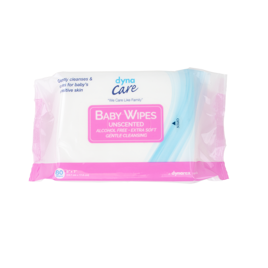 DynaCare Baby Wipes unscented w/ Plastic Lid, 5" x 7", 24pks/case (1920 Count)