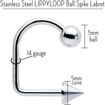 14G Stainless Steel LIPPYLOOP Ball Spike Labret