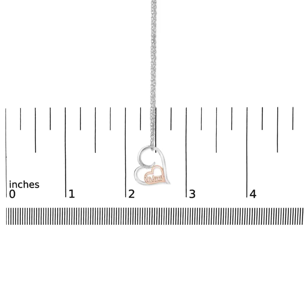14K Rose Gold Plated Sterling Silver Diamond Accent Mom Heart Necklace