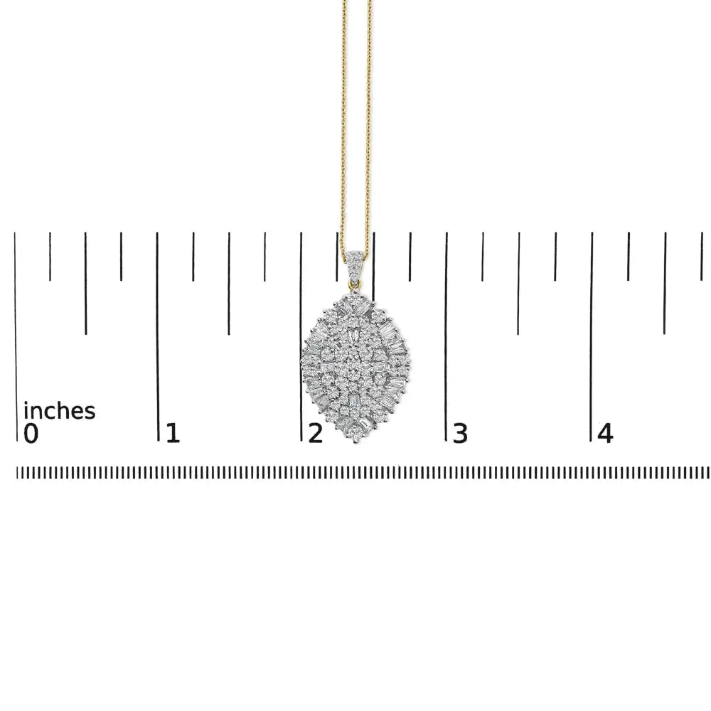 2.00 Cttw Diamond Cluster Pear Pendant in 14K Two-Tone Gold, 20 Inches