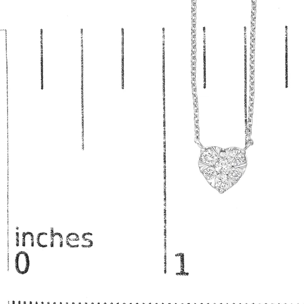 14K White Gold 1/4 Cttw Diamond Composite Heart Pendant Necklace 18 Inch