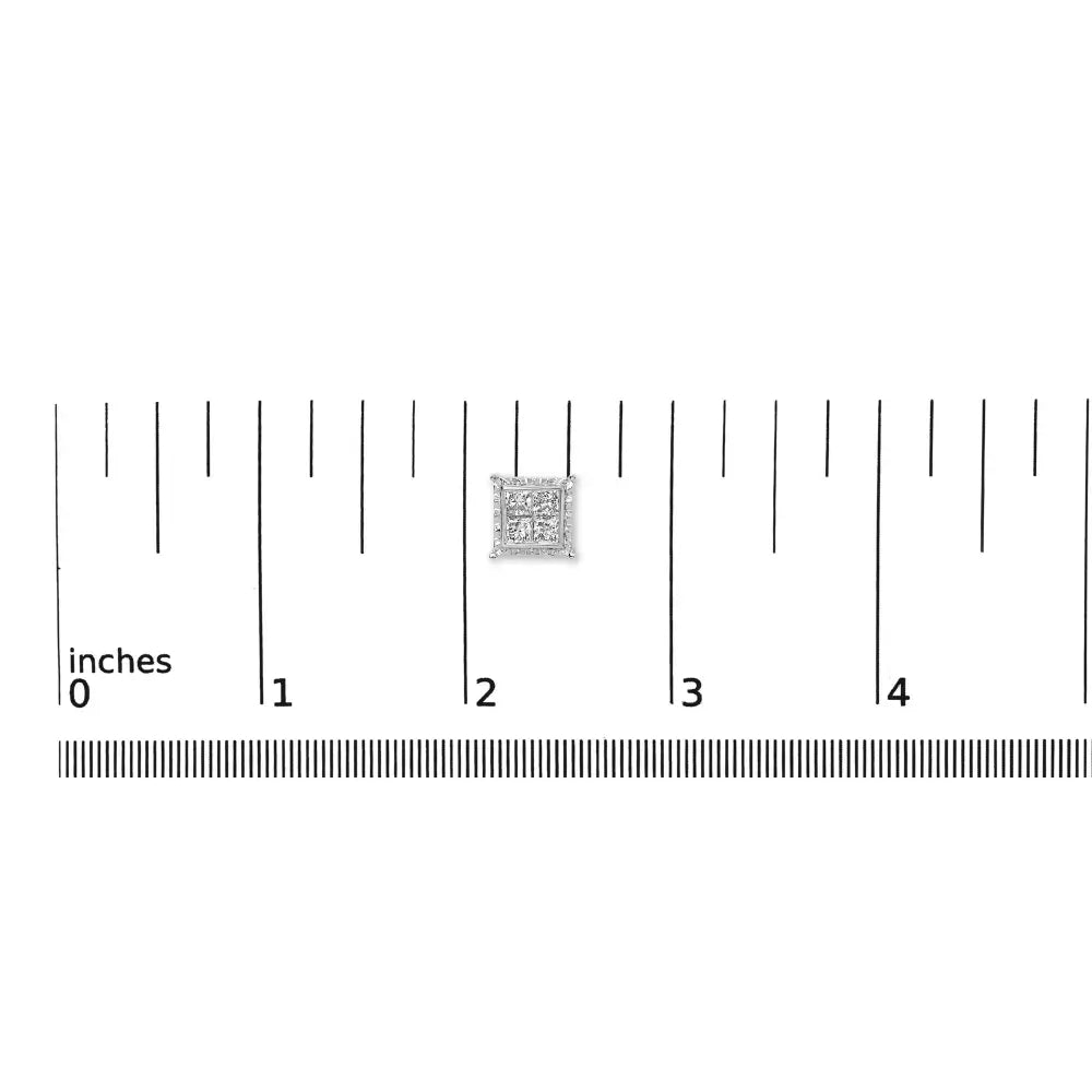 2.00 Cttw Princess Cut Lab Grown Diamond 14K White Gold Wavy Studs