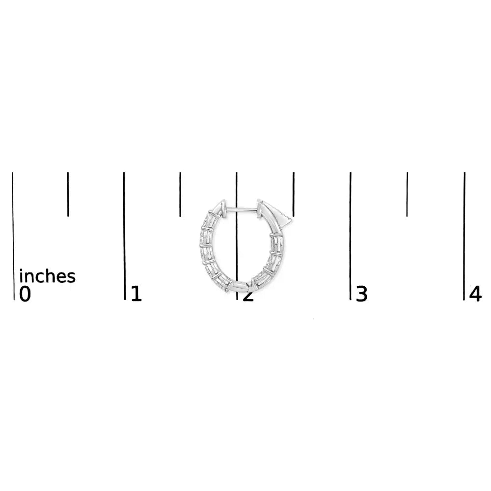 14K White Gold 2 3/4 Cttw Oval Lab Grown Diamond Inside Out Hoop Earrings