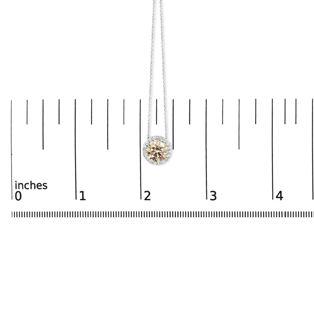 2.375 Cttw Lab Grown Pink Diamond Halo Pendant in 14K White Gold 17