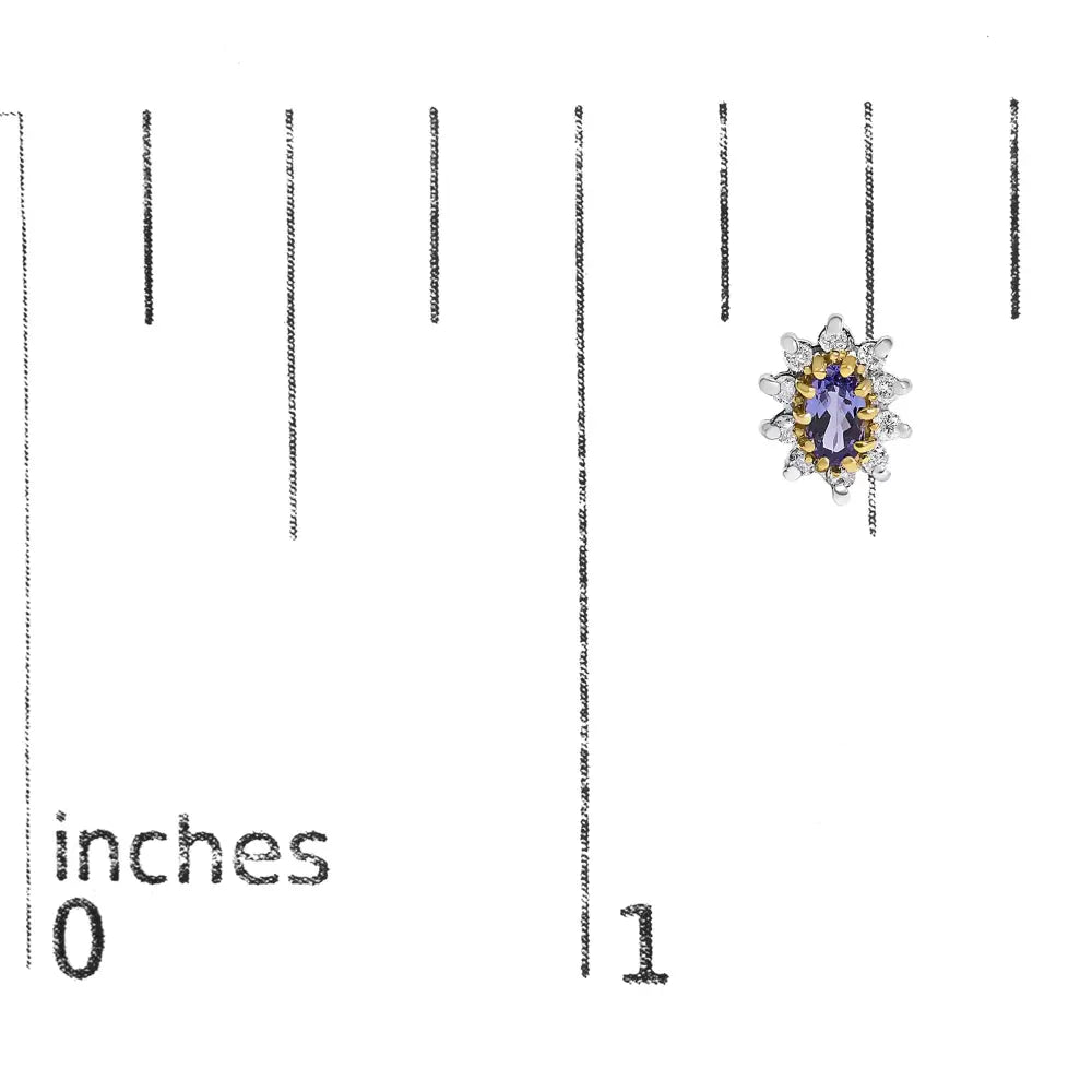 Oval Tanzanite and Diamond Sunburst Stud Earrings in 14K Yellow Gold 1/4 Cttw