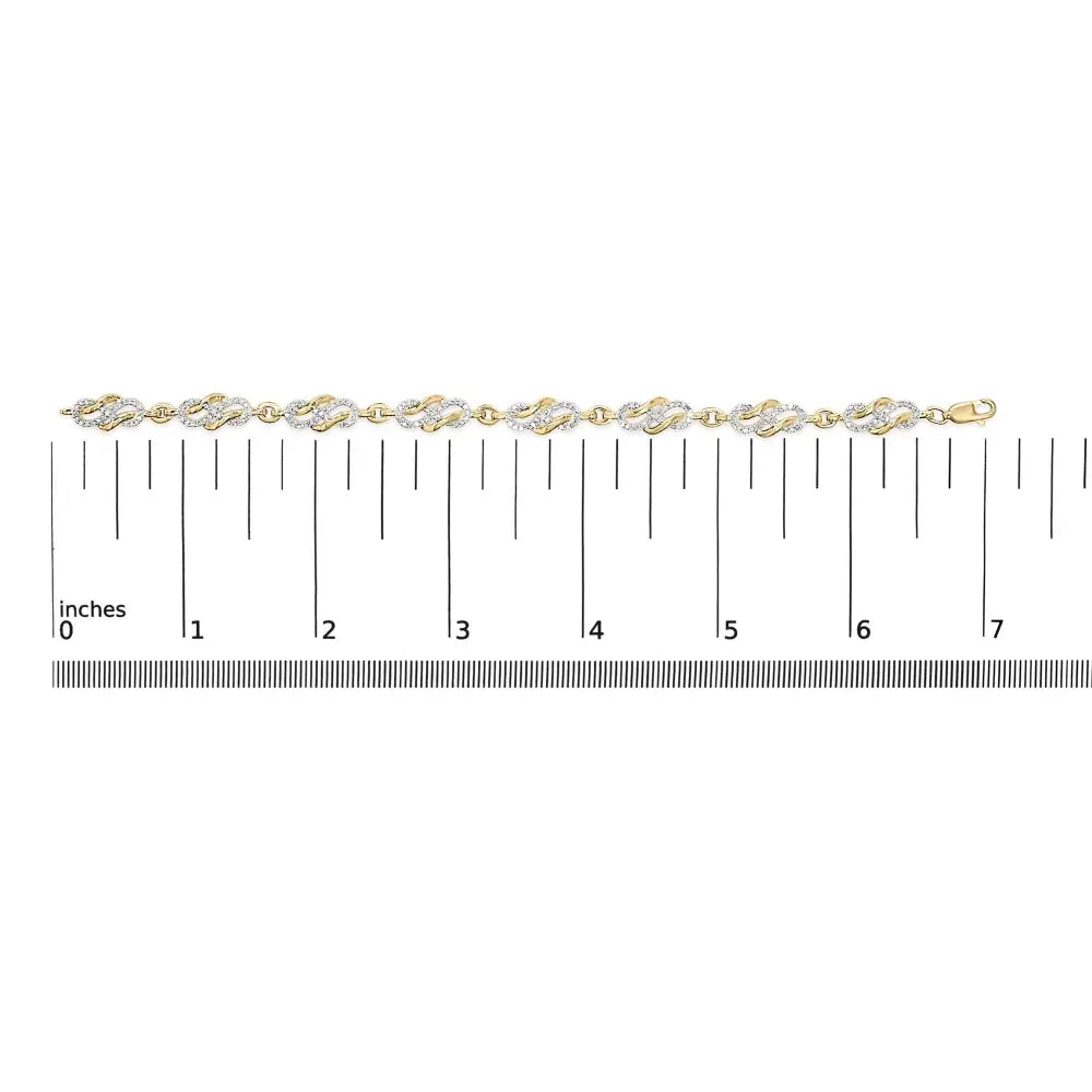 1.0 Cttw Diamond Infinity Swirl Bracelet in 14K Gold over Sterling Silver