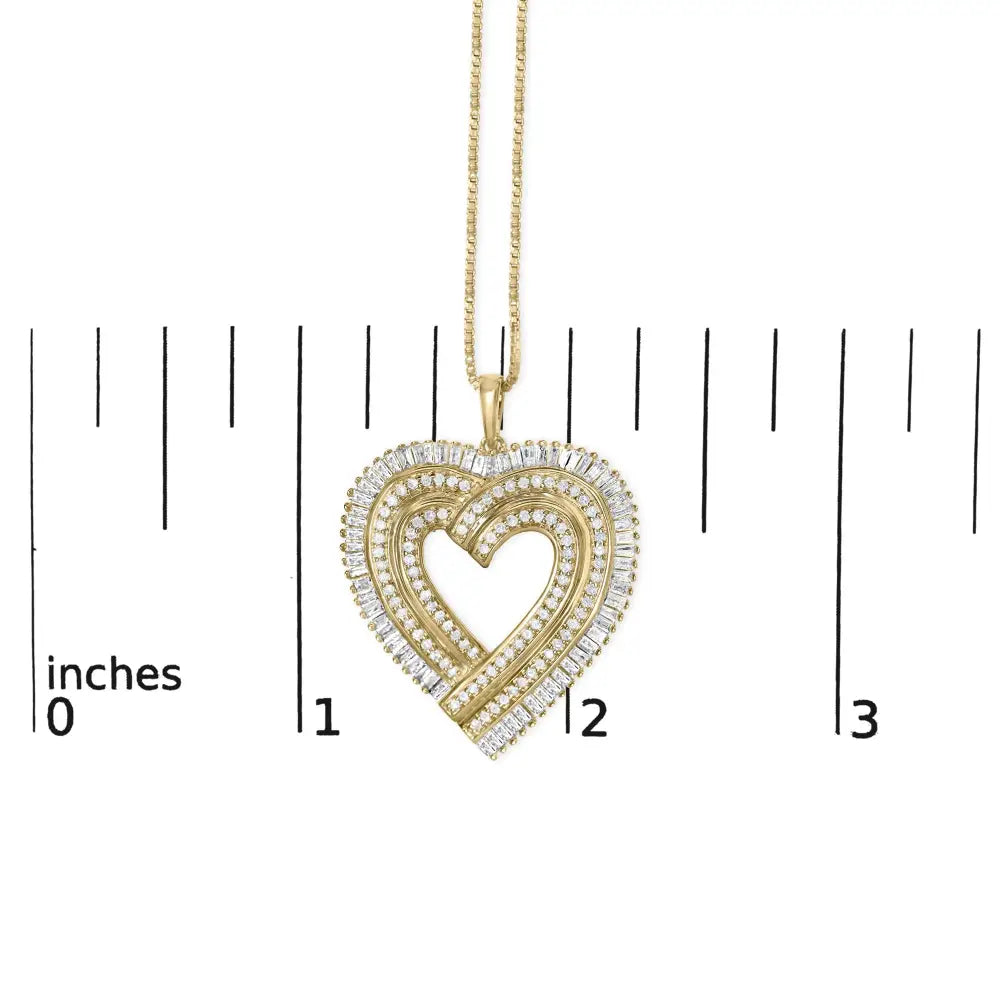 1/4 Cttw Diamond Composite Heart Pendant in 14K Gold Plated Silver