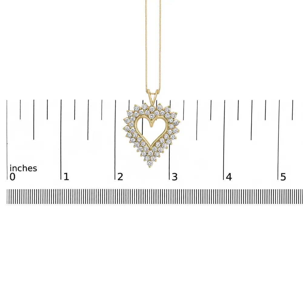 Diamond Open Heart Pendant in 14K Gold Plated Silver with 18 Inch Chain