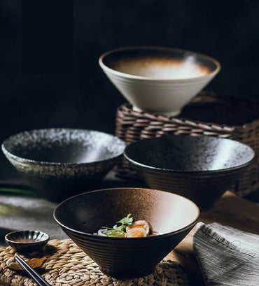 Japanese Ceramic Bowl Household Large Bowl Ramen Bowl Top diameter: 7-9 inches Size: L*H 23.8*9.6cm