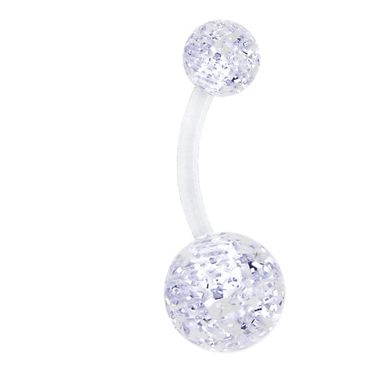 Bioplast Clear Acrylic Ball Glitter Belly Ring