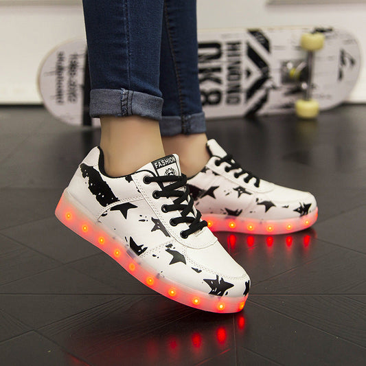 New black five Star 7 Color Light Luminous LED white Shoes FOR KIDS