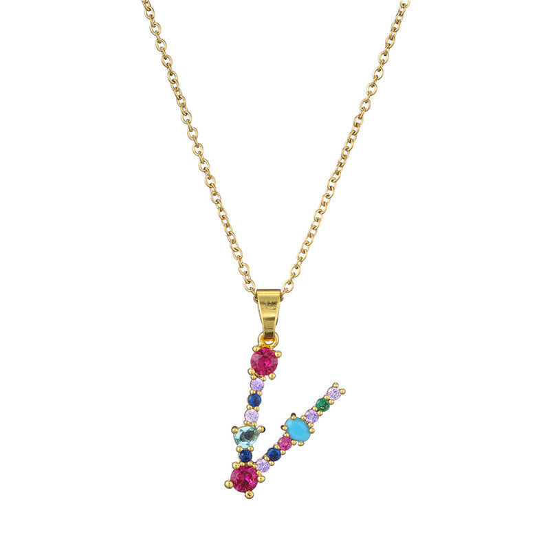 GEMSTONE LETTER NECKLACE
