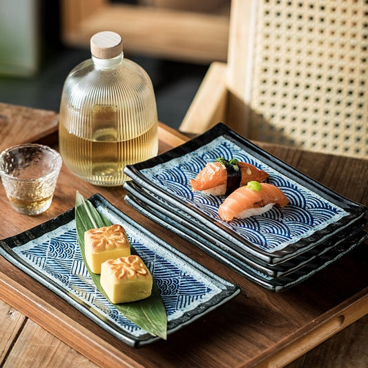 Rectangular Japanese Style Sushi Sashimi Plate and Cup