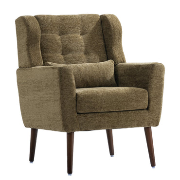Accent Chair Chenille Olive Green Rubberwood Legs 28x29x38 In 275 LB