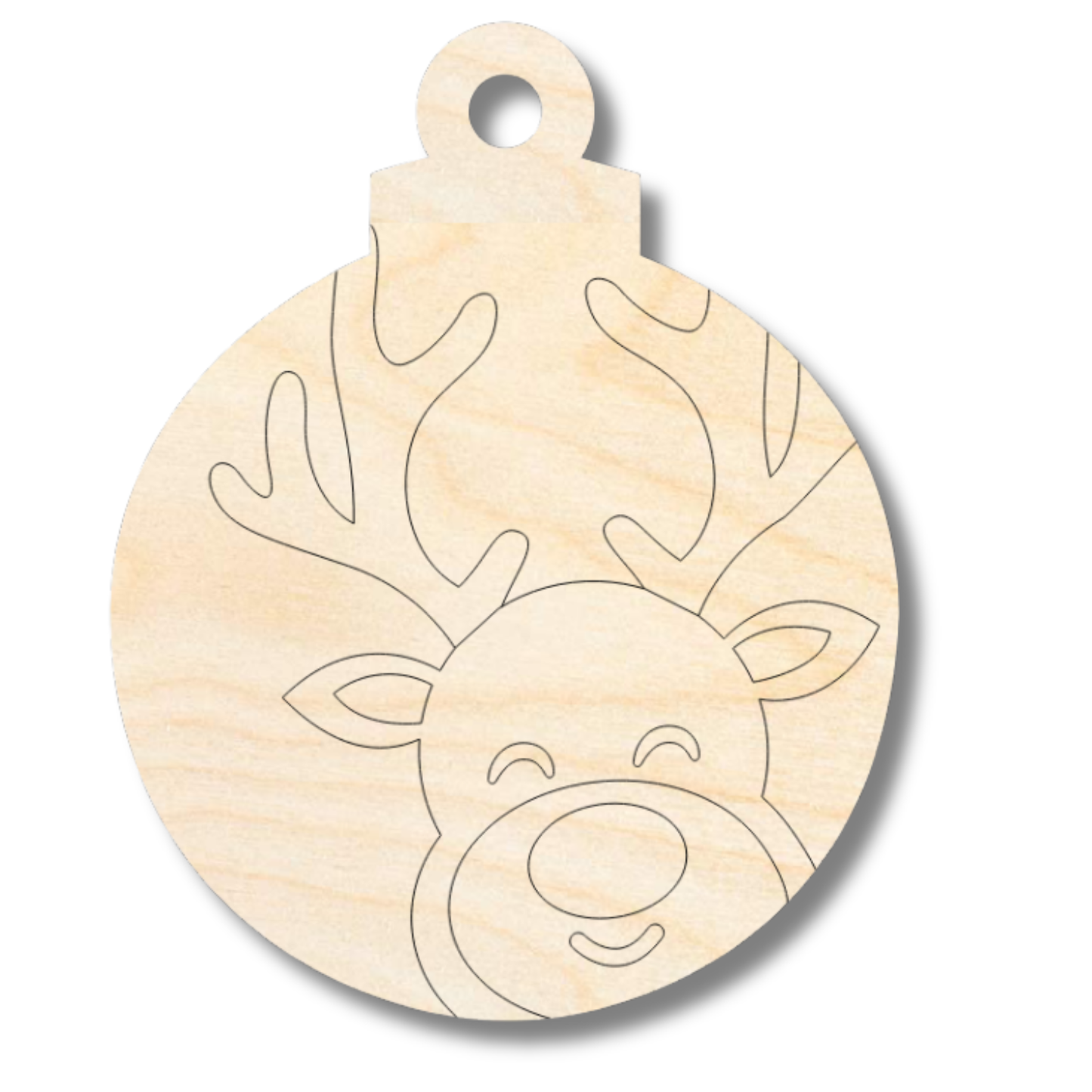 Unfinished Wood Etched Reindeer Ornament Shape | Paint By Line Crafts | up to 30" DIY