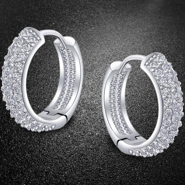18K White Gold Micro Pave Petite Huggie Earrings